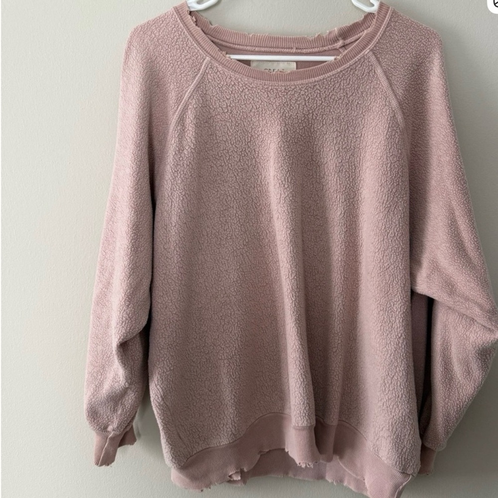 The Great. College Sherpa sweatshirt pink